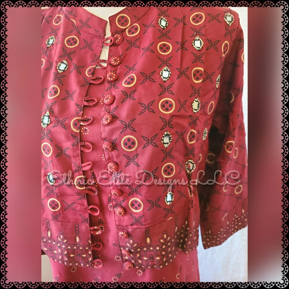 New Elegant Maroon real mirror Maxi Dress + jacket Size L - Picture 8 of 9